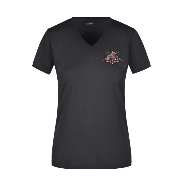 Rücken- & Brustdruck - Ladies' Slim Fit V-T Miniaturansicht