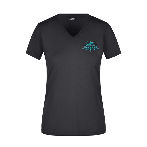 Rücken- & Brustdruck - Ladies' Slim Fit V-T Miniaturansicht