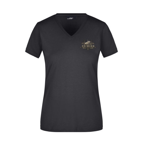 Rücken- & Brustdruck - Ladies' Slim Fit V-T Miniaturansicht